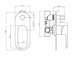 OVAL Wall Mixer with Diverter
