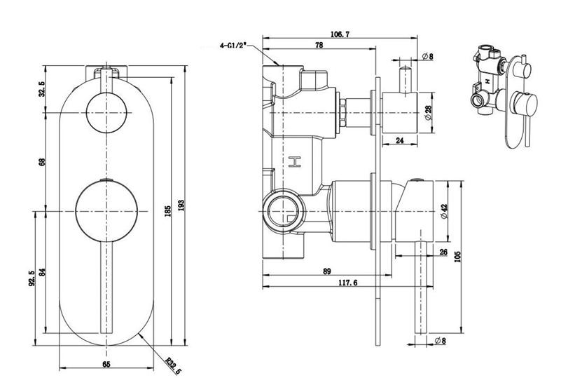 MORGAN RUND Wall Mixer and Diverter