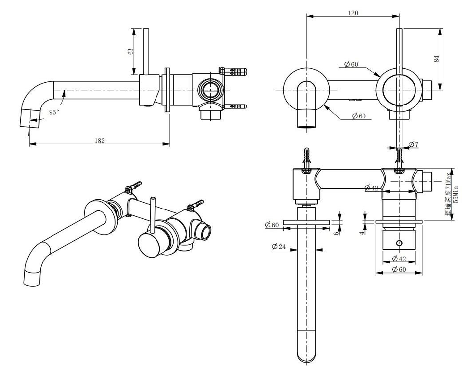MORGAN RUND Wall Mixer and Spout