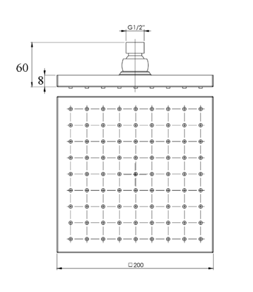 ECKIG Square ABS  Shower Head 200mm