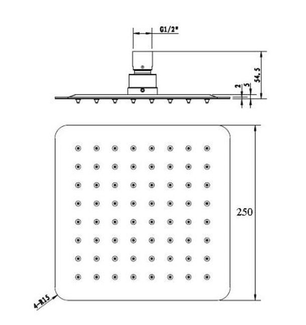 ECKIG Square Stainless Steel Shower Head 250mm