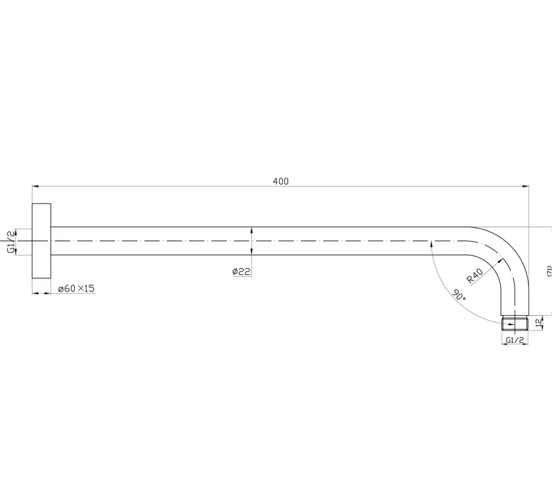 RUND Round Curved Wall Shower Arm 400mm