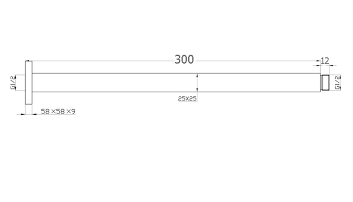 ECKIG Square Ceiling Shower Arm 300mm