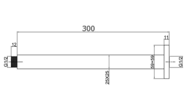 RUND Round Ceiling Shower Arm 300mm