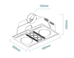 Profile Plus 2 3-in-1 Bathroom Heater with 2 Heat Lamps, Exhaust Fan and GU10 LED Light