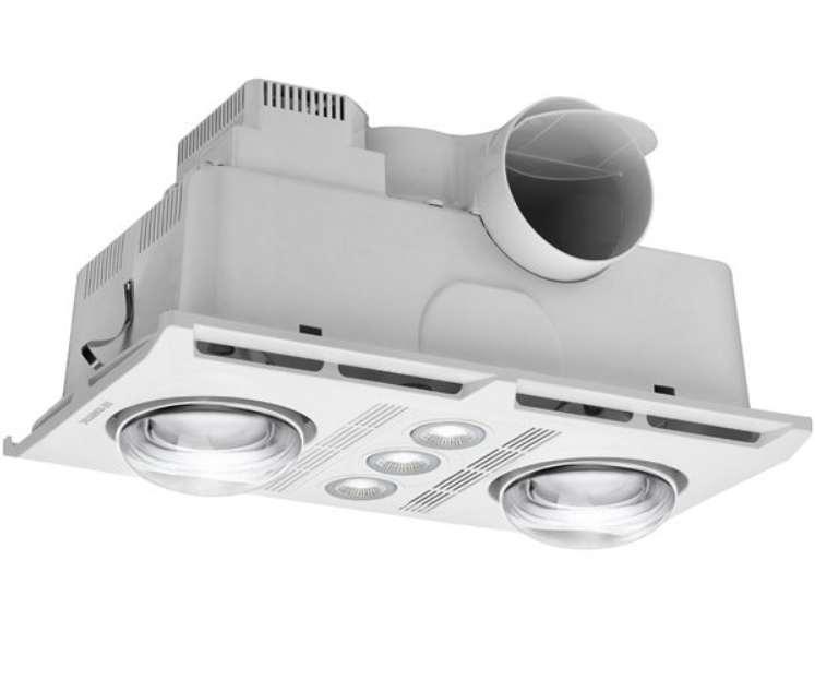 Profile Plus 2 3-in-1 Bathroom Heater with 2 Heat Lamps, Exhaust Fan and GU10 LED Light