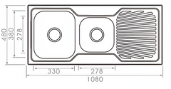 FK108S Kitchen Sink Double Bowl and Drainer