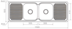 FS150 Kitchen Sink Double Sink and Double Drainer