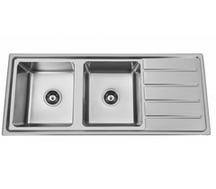 D120 Double Bowl Drop In Kitchen /Laundry Sink with Drainer