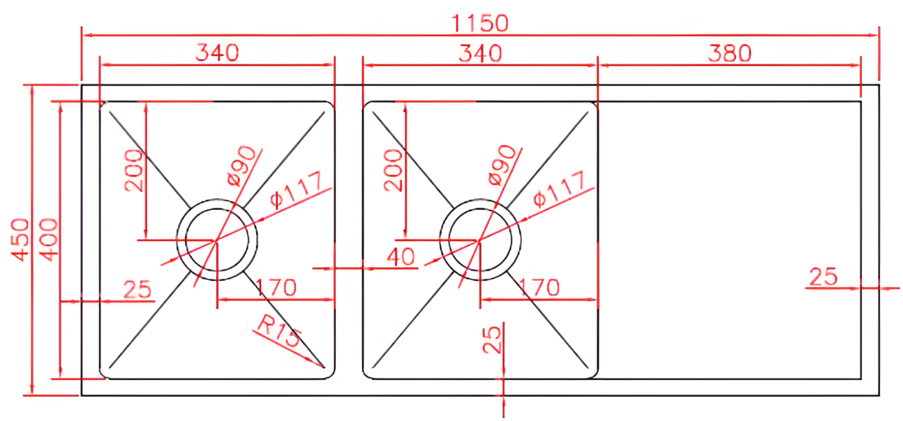 D99R-B Square Double Kitchen/Laundry Sink with Drainer