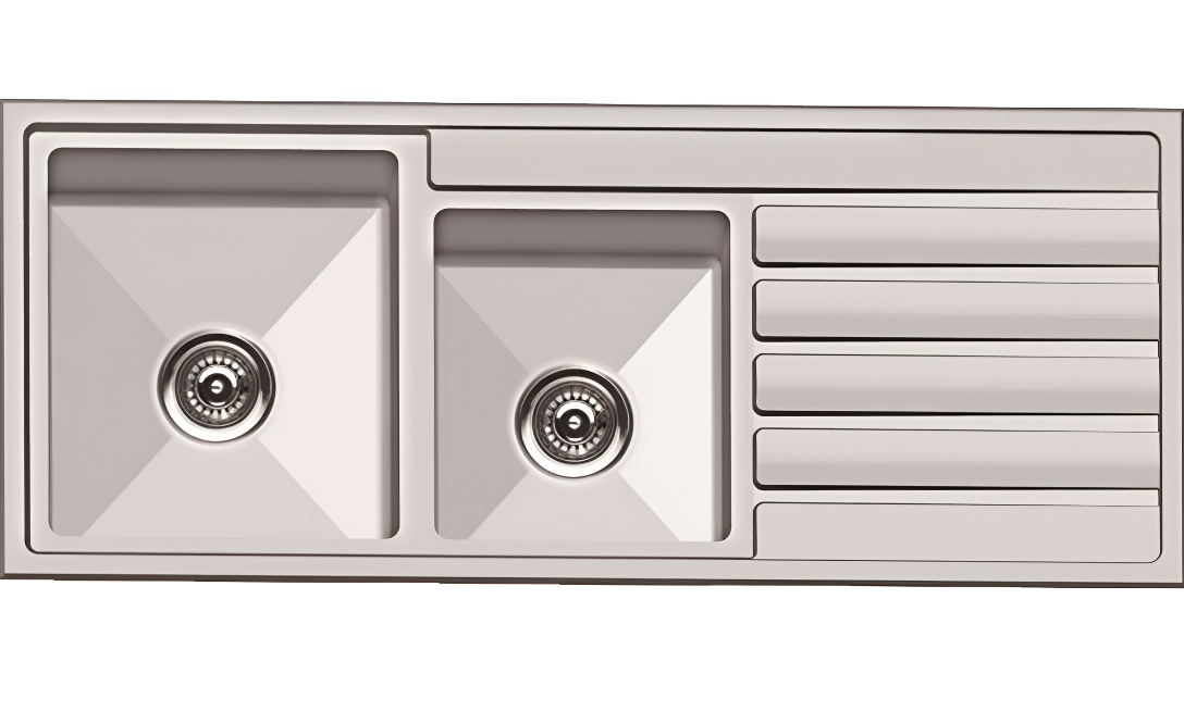 D33R Double 3/4 Bowl Drop In Kitchen /Laundry Sink with Drainer