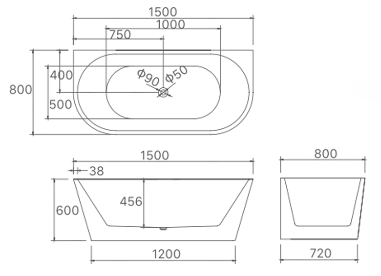 Hannah Bath Tub 1500*800mm