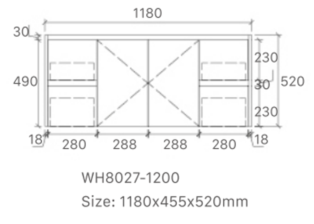 Willow Wall Hung Vanity 1200mm Single Bowl Top