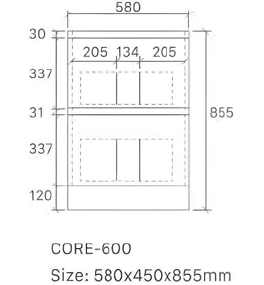 Core Floor Standing 2 Drawer Vanity 600mm