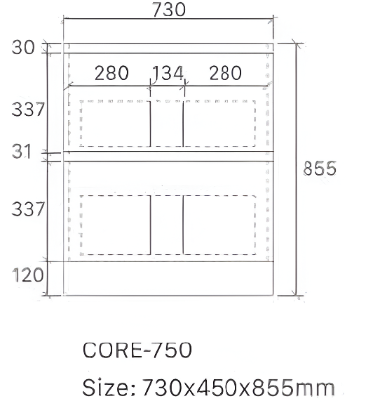 Core Floor Standing 2 Drawer Vanity 750mm