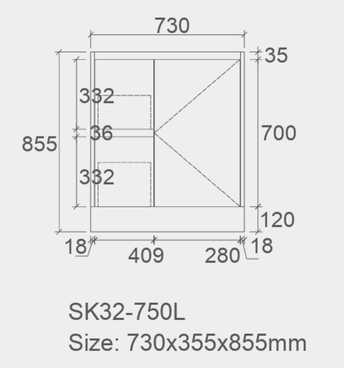 Sierra Floor Standing Slim Vanity 750mm