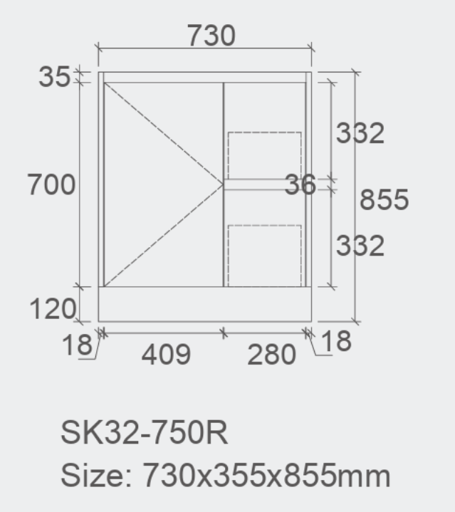 Sierra Floor Standing Slim Vanity 750mm