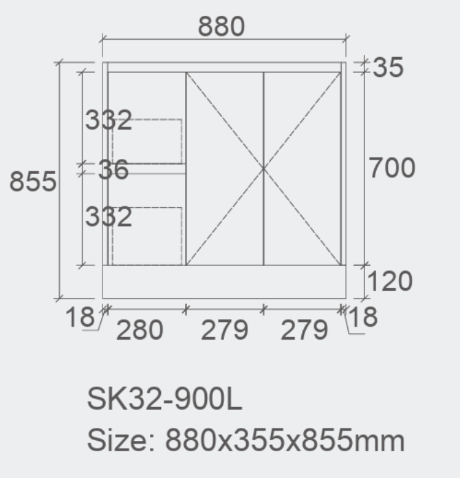 Sierra Floor Standing Slim Vanity 900mm