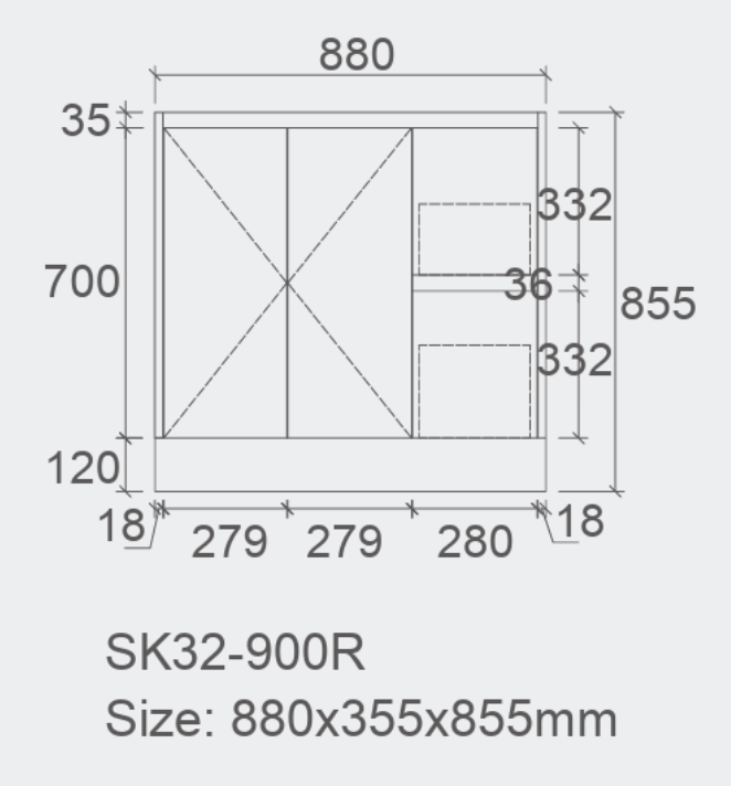 Sierra Floor Standing Slim Vanity 900mm