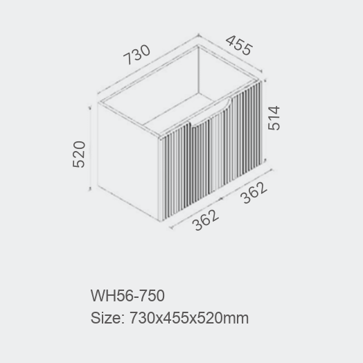 Duplex Fluted Wall Hung Vanity 750mm