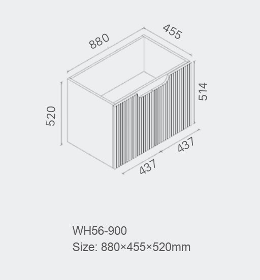 Duplex Fluted Wall Hung Vanity 900mm