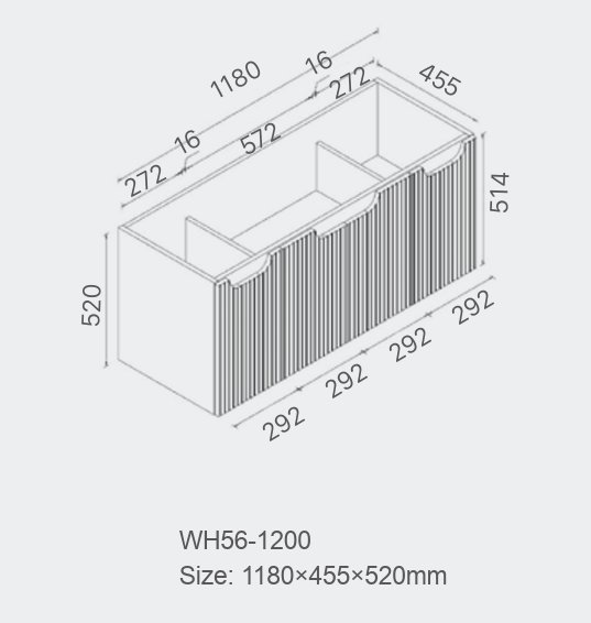 Duplex Fluted Wall Hung Vanity 1200mm