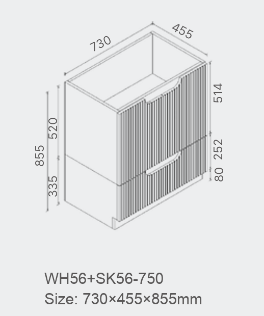 Duplex Fluted Floor Standing Vanity 750mm