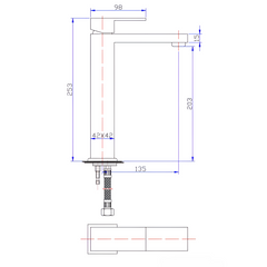 YO47GH Square Tall Basin Mixer