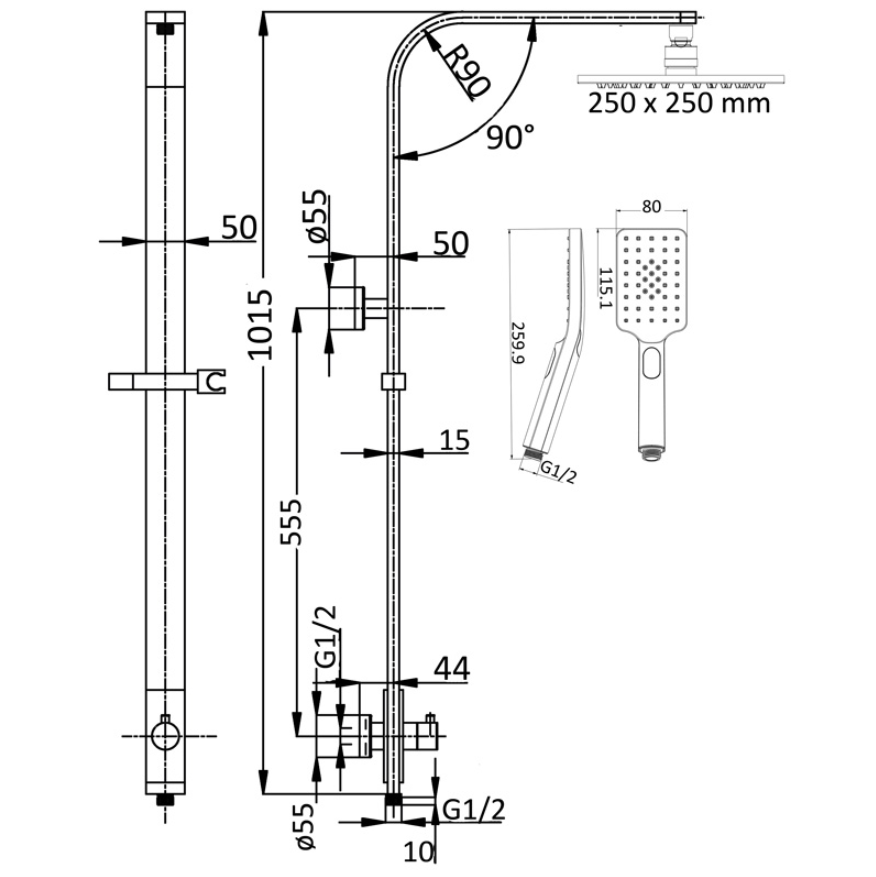 HPA66-201 Seto Shower Set Multifunction