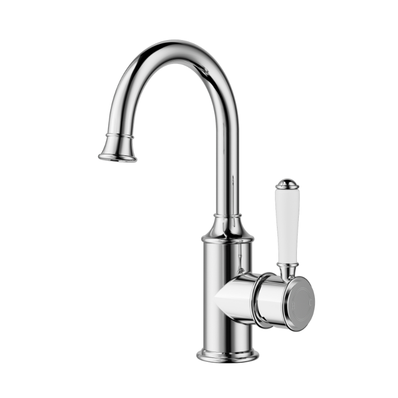 HYB868-201A Clasico Basin Mixer Gooseneck / Ceramic Handle