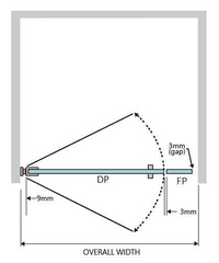 Gem Series (A) Front Only (780mm – 1850mm) Frameless Hinge Door Shower Screen