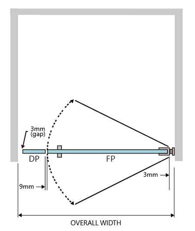 Gem Series (A) Front Only (780mm – 1850mm) Frameless Hinge Door Shower Screen