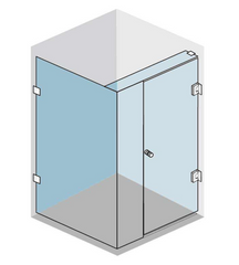 Gem Series (A) Front (790mm – 1850mm) Return (600mm-1200mm) Frameless Hinge Door Shower Screen