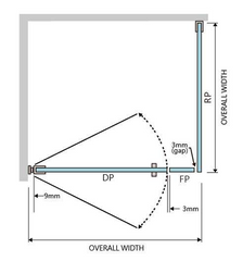 Gem Series (A) Front (790mm – 1850mm) Return (600mm-1200mm) Frameless Hinge Door Shower Screen