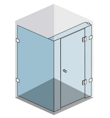 Gem Series (B) Front (915mm – 2380mm) Return (600-1200mm) Frameless 3 Piece Hinge Door Shower Screen