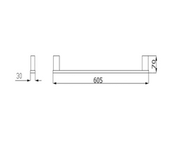 BK1601-600 ECKIG Single Towel Rail 600MM