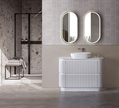 Hudson Fluted Curved Floor Standing Vanity 1500mm Single Bowl