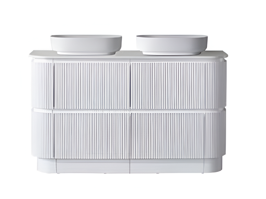 Hudson Fluted Curved Floor Standing Vanity 1500mm Double Bowl