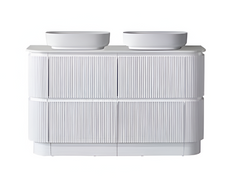 Hudson Fluted Curved Floor Standing Vanity 1500mm Double Bowl