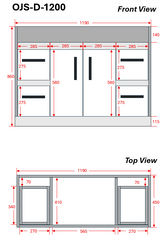 OJS-D-1200 Floor Standing Silver Handles Vanity