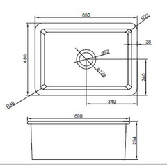 Click to enlarge BL2719 Ceramics drop in sink 680*480*254mm