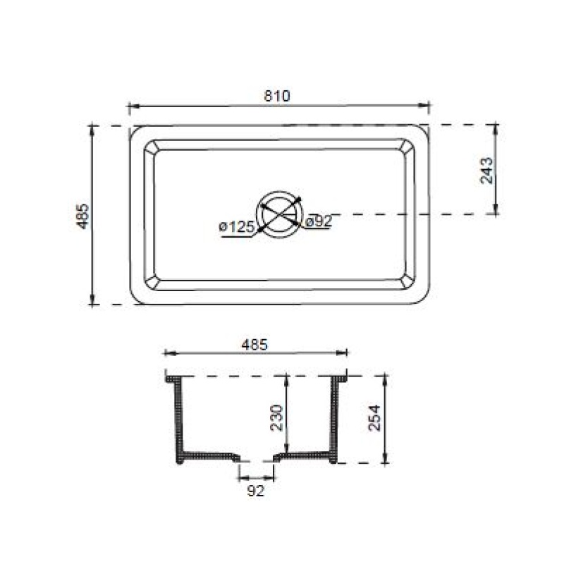 BL3219 Ceramics Drop in Sink 810*485*254mm