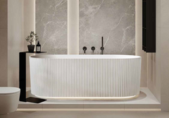 Matte White Free Standing Groove Bath Tub 1500*750*580mm