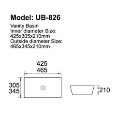 Rectangular Undermount Basin 465*345*210mm