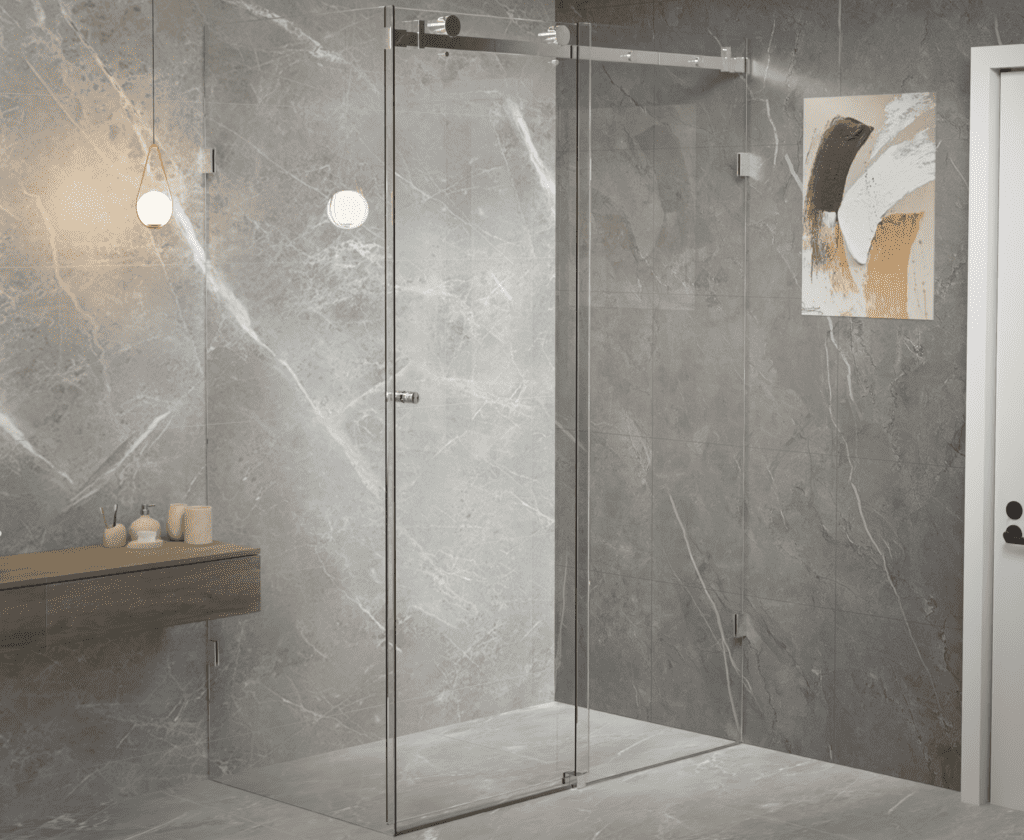 Violet Series 10mm Frameless Sliding Door Shower Screen Front (1550-2000mm) and Return (950-1100mm)