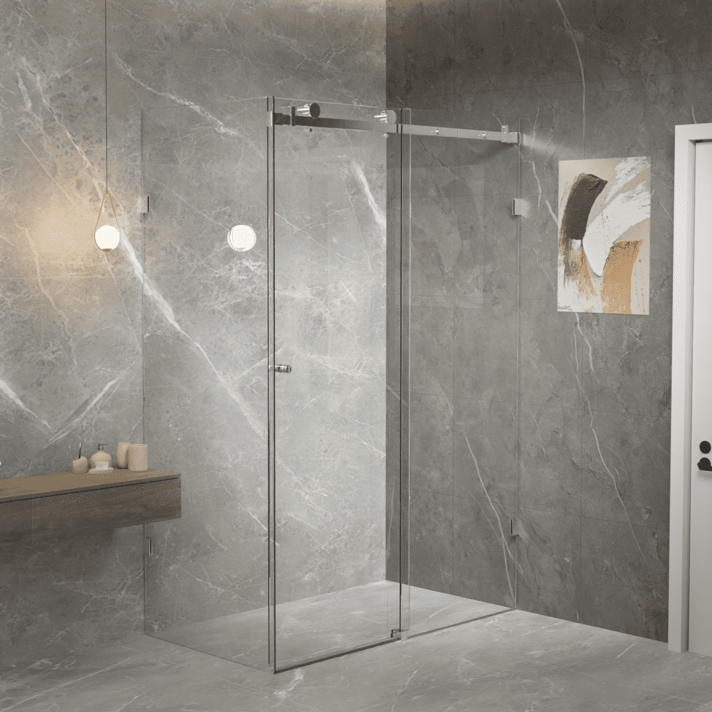 Violet Series 10mm Frameless Sliding Door Shower Screen Front (1200-1550mm) and Return (950-1100mm)